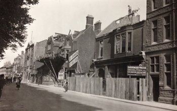 Demolition begins on the Granada Cinema site, St Peter's Street, Bedford, 1934. BARS Ref.X373/264/1
