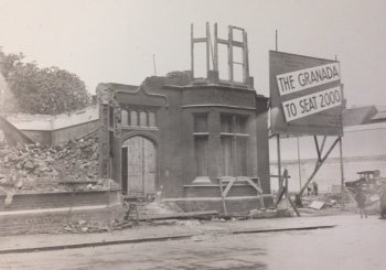 Demolition begins on the Granada Cinema site, St Peter's Street, Bedford, 1934. BARS Ref. X373/265/2