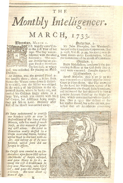 Report of Murder Court Case March 1733 - The Gentleman's Magazine