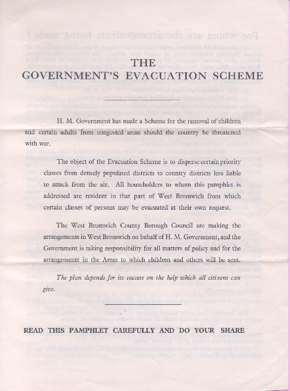 Pamphlet about the Government Evacuation Scheme