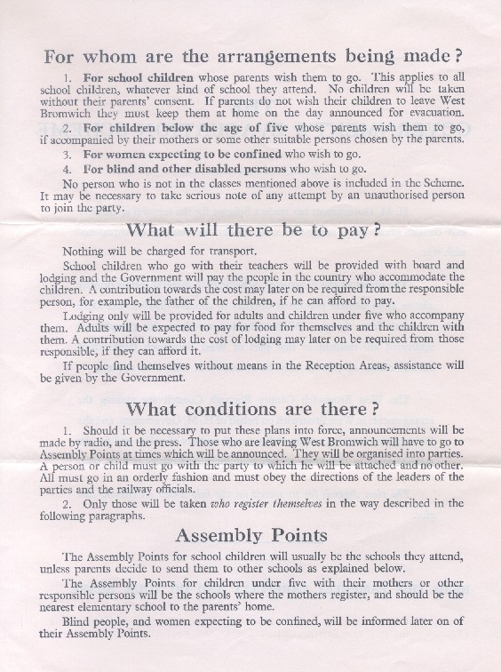 Pamphlet about the Government Evacuation Scheme