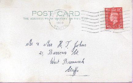 Postcard from George to his Dad and Mum - 1st December 1939