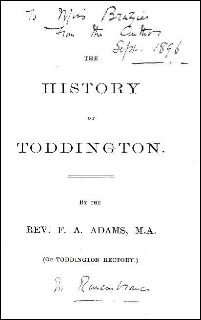 The History of Toddington by the Rev. F.A. Adams