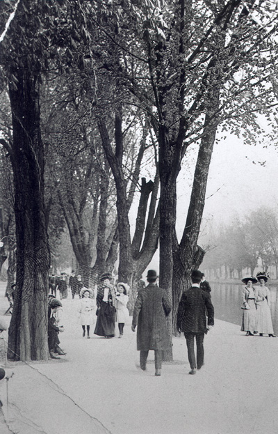 People walking along the Embankment, Bedford