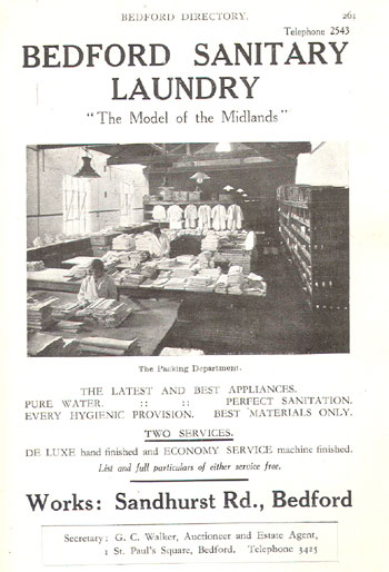 Advert for Bedford Sanitary Laundry