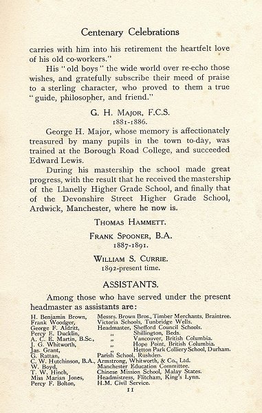 text about Edward W Lewis, G H Major and further staff listed