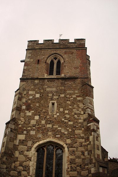 The east elevation of the tower of All Saints Church Caddington