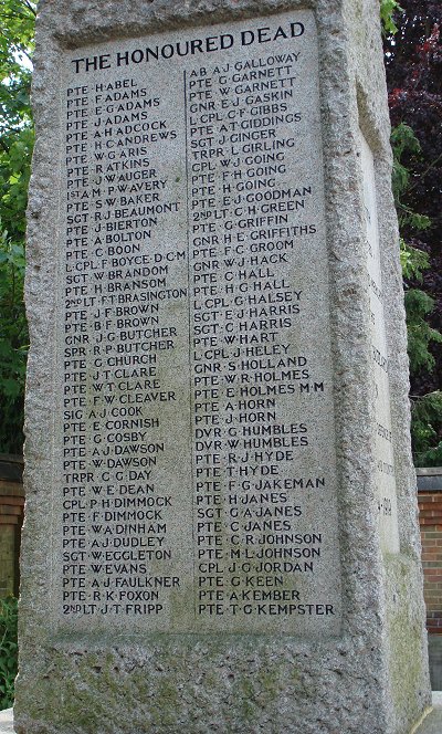 Names of the fallen A to K