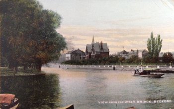 Postcard from Blake and Edgar's Picturesque Bedfordshire Series: View from the Weir Bridge, Bedford