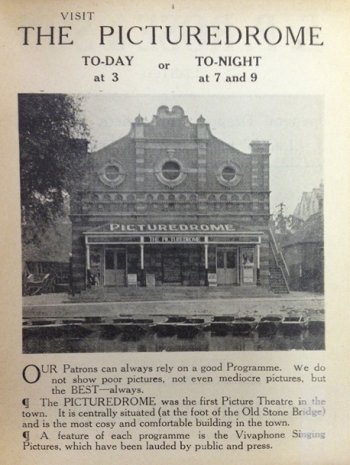 Advertisement for the Picturedrome Cinema, Bedford. Bedford Directory 1915