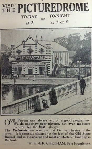 Advertisement for the Picturedrome Cinema, Bedford from the Bedford Directory 1917