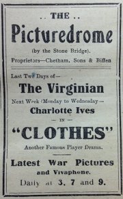 Advertisement for the Picturedrome. Bedfordshire Times 29th January 1915