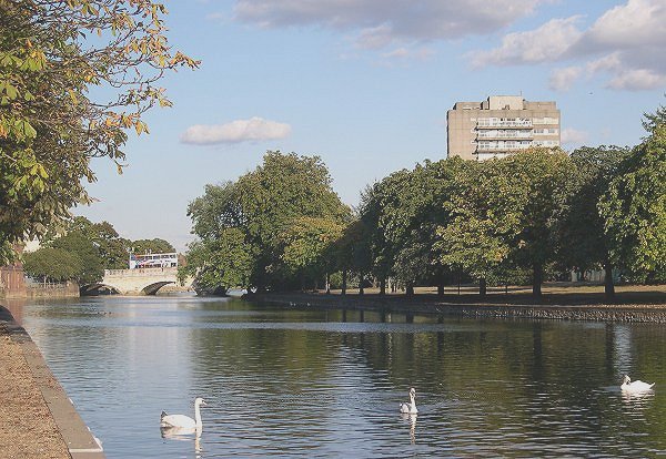 Bedford Embankment, Town Bridge and Bedford College
