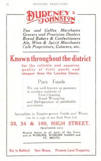 Advertisement for Dudeney and Johnston from the Bedford Directory, 1929