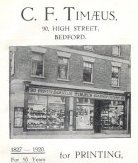 C.F Timaeus Advertisement from the Bedford Almanac 1920