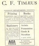 C.F.Timaeus Advertisement from the Bedford Directory 1922