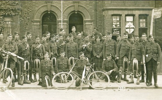 Men of the 6th Seaforth Highlanders outside billets on St.Michael's Road