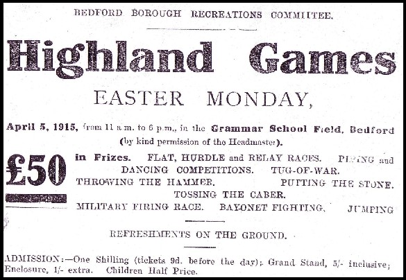Advert for the Highand Games in Bedford
