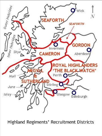 Highlanders Regiment recruitment districts