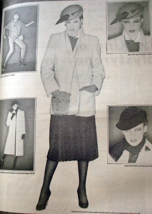 Advertisement showing ladies' winter fashion and hats