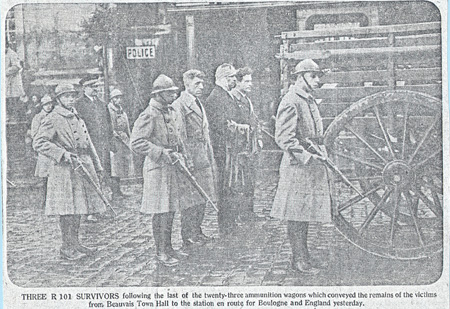 R101 victims conveyed in ammunition wagon from Beauvais Town Hall