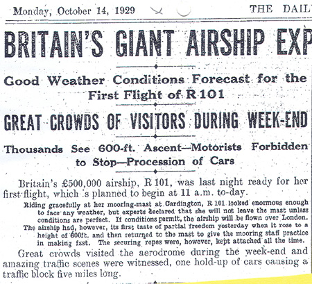R101 Article - Daily Mirror - 14th October 1929