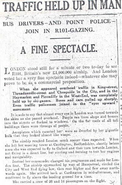 Newspaper Article - The Evening News 14th October 1929 (Late Extra Edition)