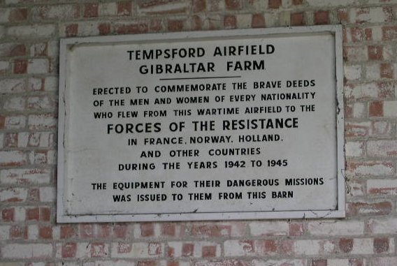 Commemorative sign at Tempsford Airfield