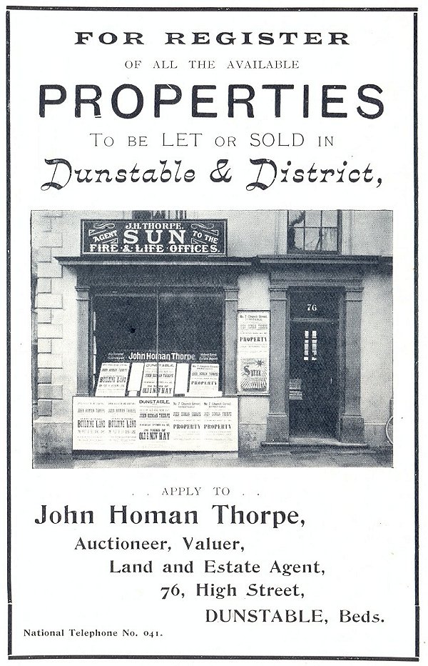 Shop advert page i from 'Dunstable, its history and surroundings'