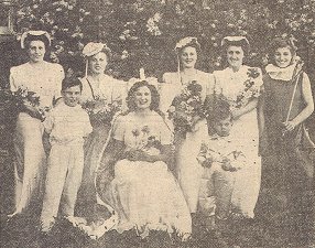 Myra Griffiths of Hulcote Moors hostel crowned May Queen, May 1945