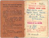 Provisional driving license for Sylvia Walton, Kensworth land girl