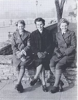 Mabel Bracey with friends at the sea front at Torquay.