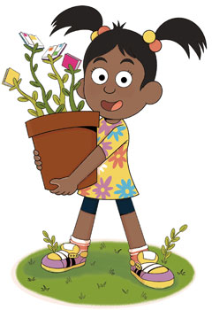 Girl holding a planted pot