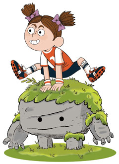 Girl leapfrogging a planter