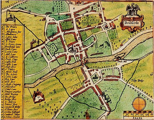 John Speed's map of Bedford 1611