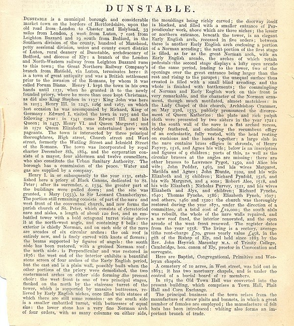 Dunstable, from Kellys Directory 1894, page 63