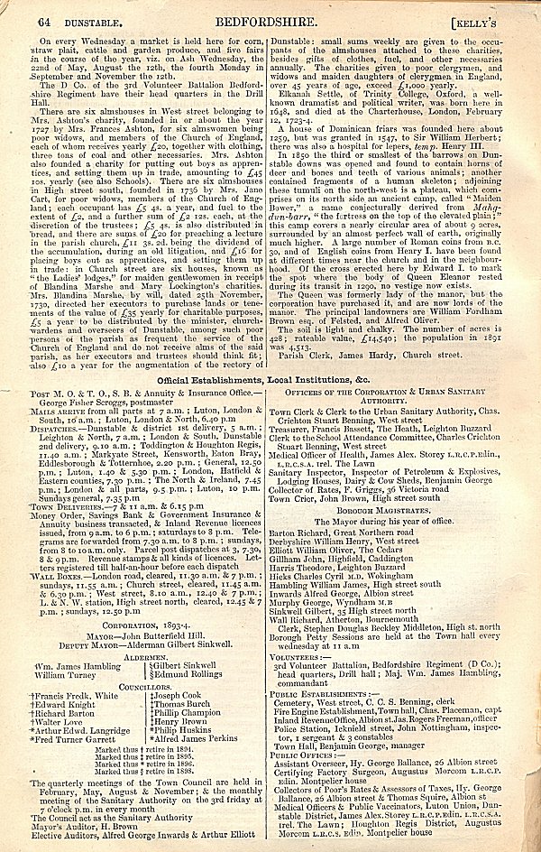 Dunstable, from Kellys Directory 1894, page 64