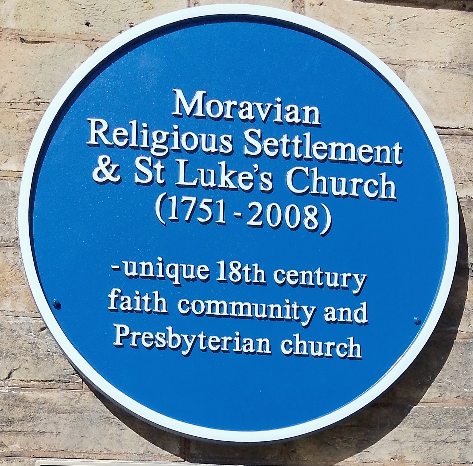 Moravian Settlement Commemorative Blue Plaque