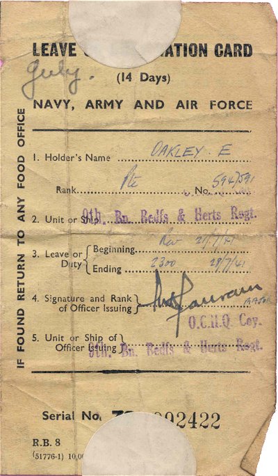 Leave Card 1941