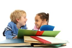 Boy and girl with books - Discover Book News!