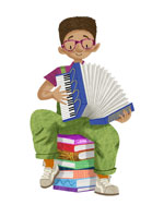 Boy playing an accordian