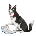 Dog with book