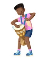 Boy playing a bongo drum