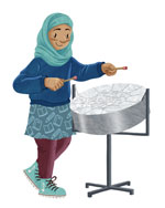 Girl playing a snare drum