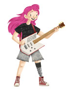 Girl playing a guitar
