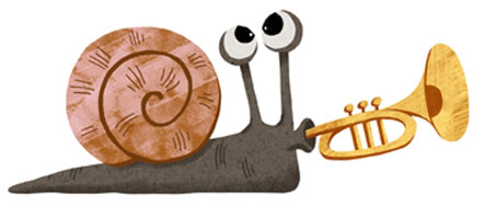 snail playing the trumpet