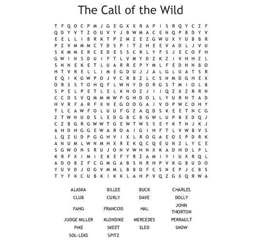 Call of the Wild Wordsearch