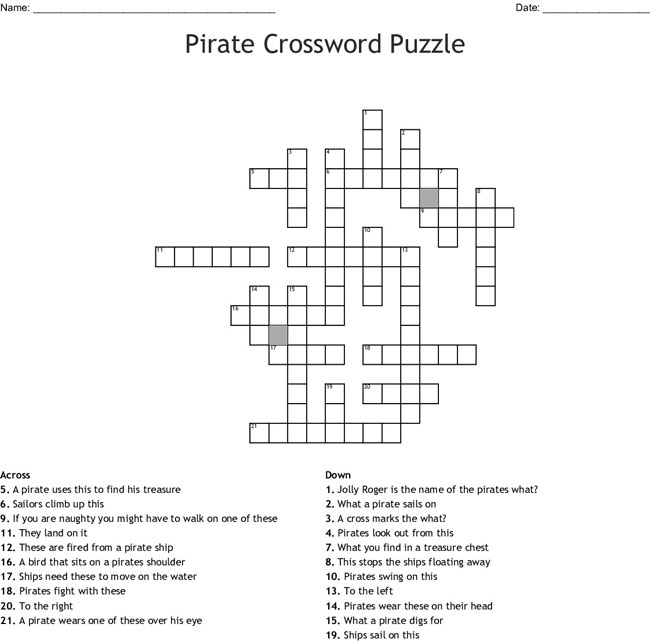 Pirate crossword puzzle