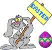 Rabbit with an easter signpost