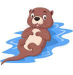 otter floating on water